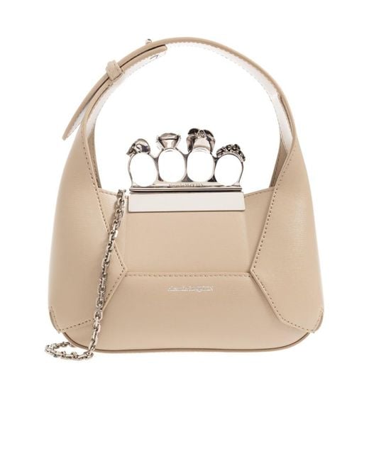McQueen Natural The Jewelled Hobo Mini Tote Bag