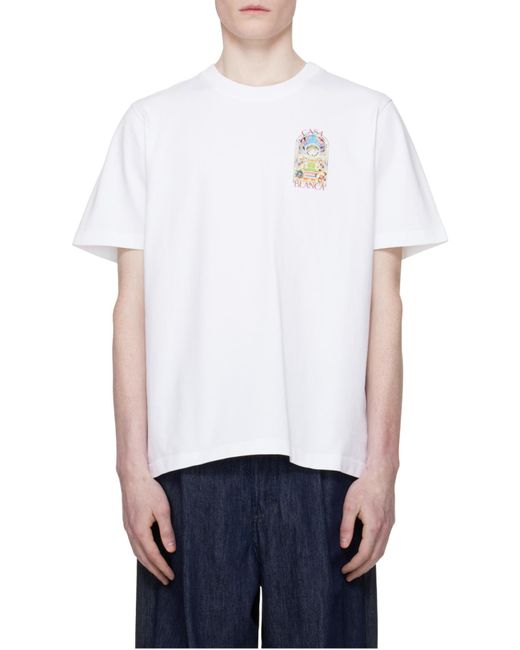 Casablanca White Tennis Landscape Print T-Shirt for men