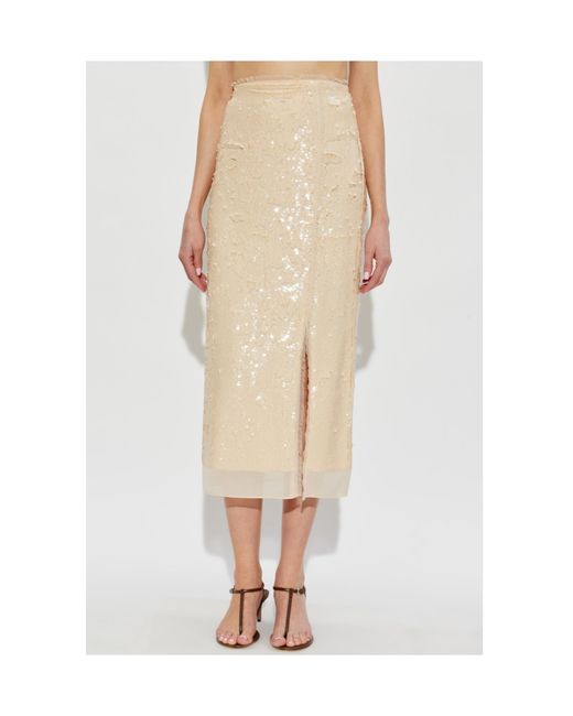 Rag & Bone Natural Sequin-Embellished Frayed Skirt