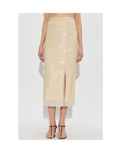 Rag & Bone Natural Sequin-Embellished Frayed Skirt