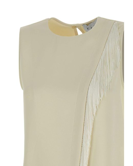 Kaos Natural Fringe-Detail Sleeveless Top
