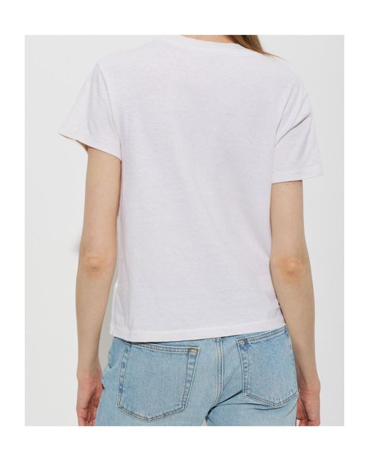 Re/done White Heart-Print T-Shirt