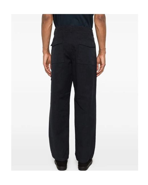 Stone Island Black Logo Patch Straight-Leg Cargo Trousers for men