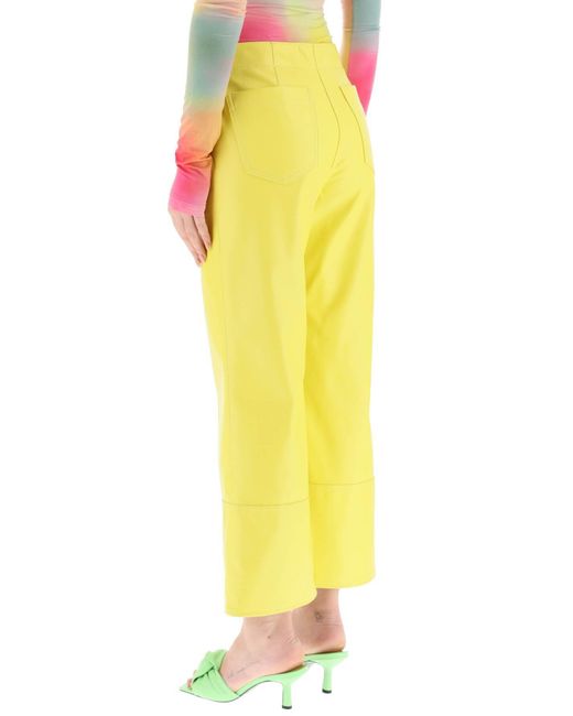 MSGM Yellow Wide-Leg Trousers