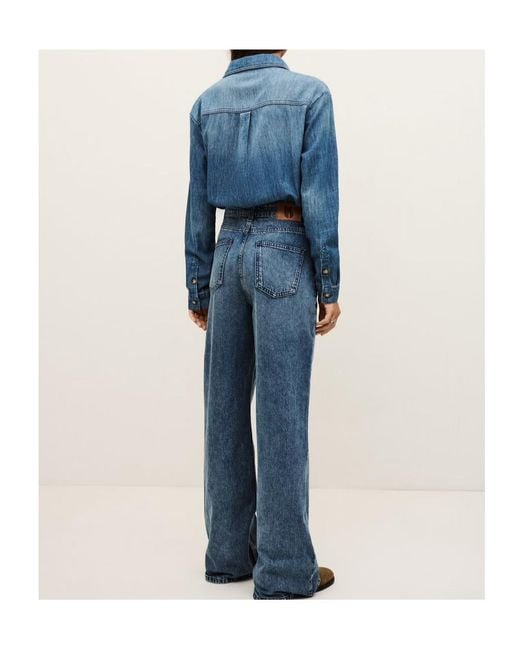 Ba&sh Blue Long-Sleeved Denim Jumpsuit