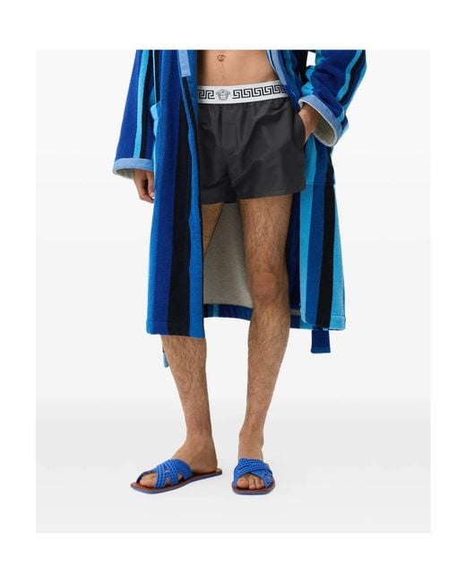 Versace Black Greca-Border Swim Shorts for men
