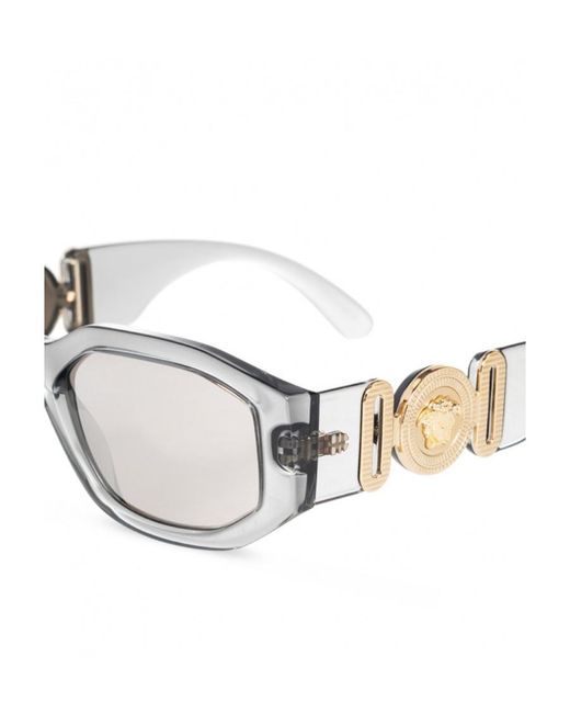 Versace Metallic Logo Geometric Frame Sunglasses for men