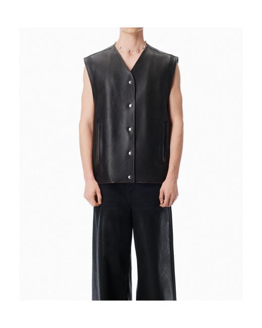 Alexander Wang Black Boxy Moto Vest for men