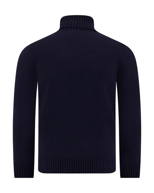 Paul & Shark Blue Turtleneck Wool Sweater for men