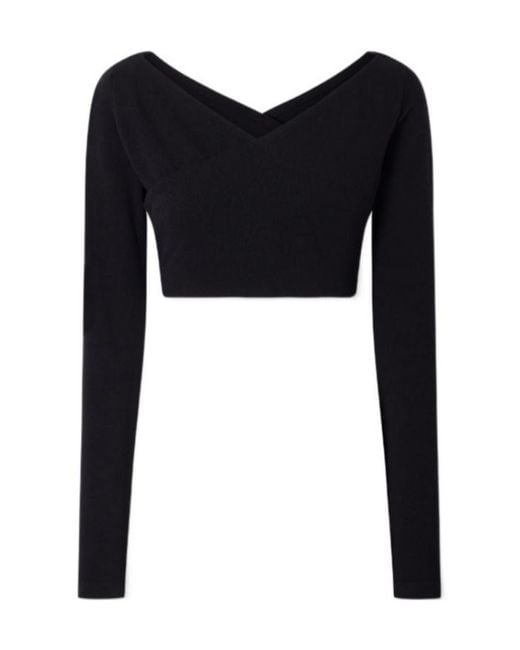 Alaïa Black Cotton-Blend Stretch-Crepe Cropped Top