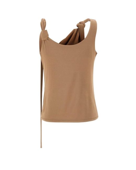 Blumarine Brown Glossy Jersey Top