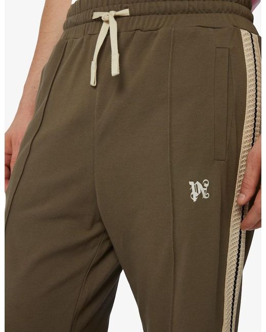 Palm Angels Green Monogram-Embroidered Track Pants for men