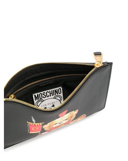 Moschino Black Bat Teddy Print Clutch Bag