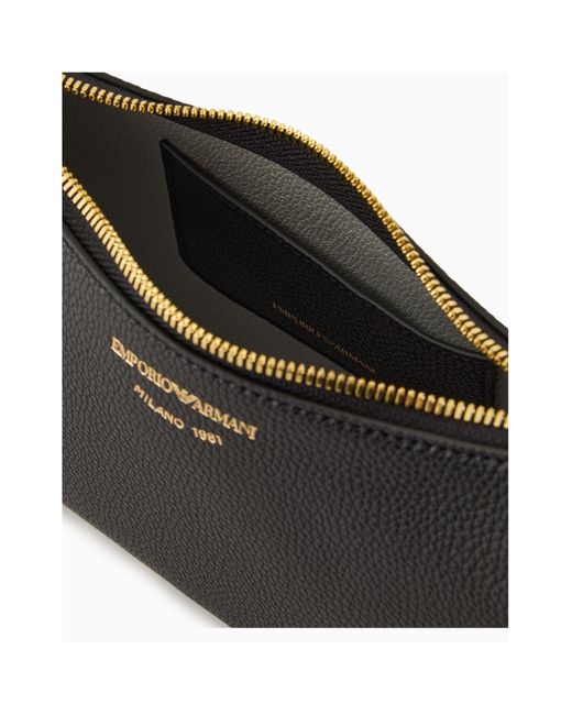Emporio Armani Black Logo Printed Zipped Crossbody Bag