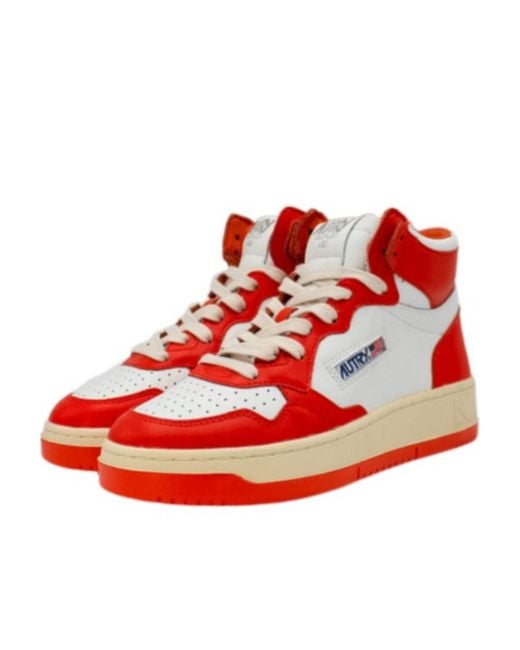 Autry Red Medalist Mid-Top Sneakers