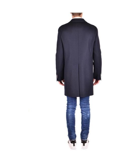 DSquared² Blue Single-Breasted Wool Coat for men