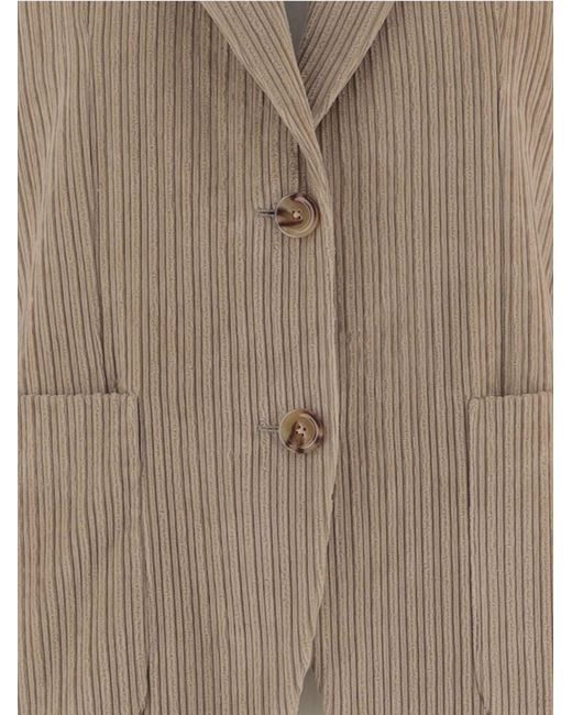 Lardini Brown Ribbed Single-Breasted Blazer