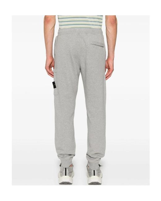 Stone Island Gray Compass-Badge Melange Tapered Trousers for men