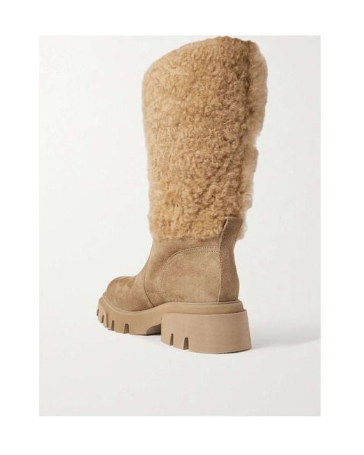 Brunello Cucinelli Natural Round-Head Short Boots