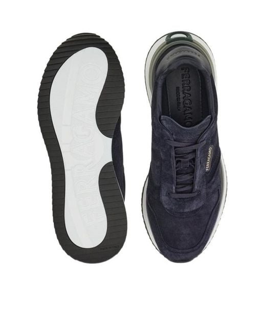 Ferragamo Blue Ferragamo Lace-Up Sneakers for men