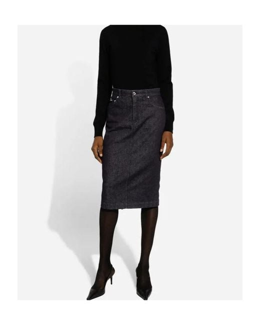 Dolce & Gabbana Black Buttoned Denim Skirt