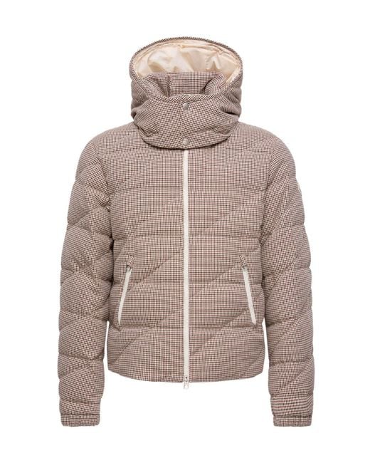 Moncler Brown Psyllos Wool Blend Hooded Short Down Jacket for men