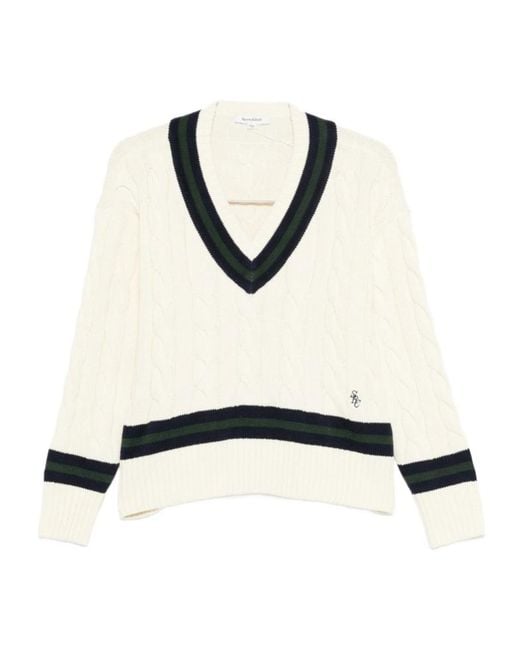Sporty & Rich Black V-Neck Striped Knitwear