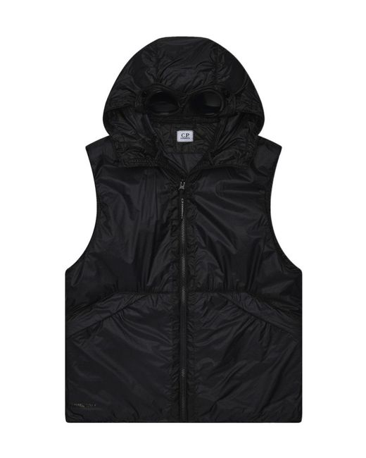 C P Company Black Sleeveless Hooded Vest for men