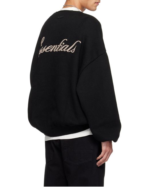 Fear Of God Black Embroidered Merino Crewneck Sweater for men