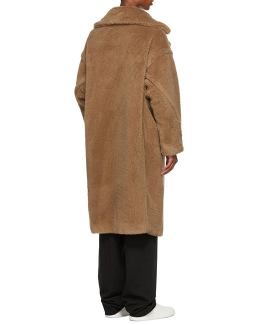 Max Mara Brown Double-Breasted Teddy Long Coat
