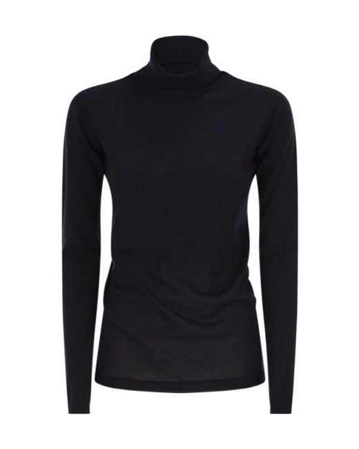 Fabiana Filippi Black Fine Knit Roll Neck Sweater