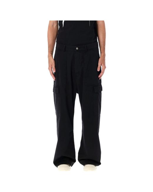 Rick Owens Black Straight Leg Cargo Trousers for men