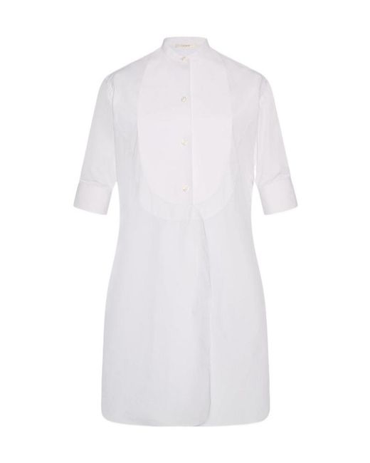 The Row White Elaris Bib-Panel Shirt