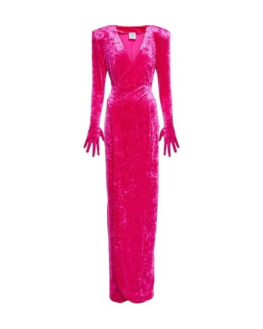 Vetements Pink A Long Velvet Dress With Gloves