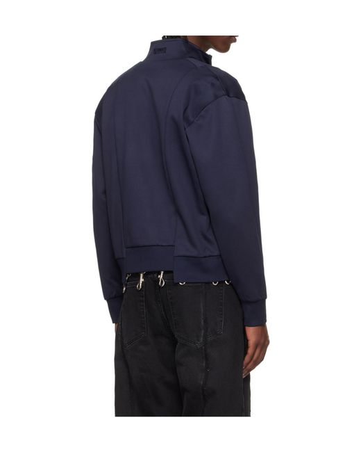 Vetements Blue Long-Sleeved Zip-Up Sweatshirt for men