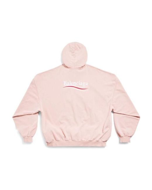 Balenciaga Pink Logo Embroidered Hoodie