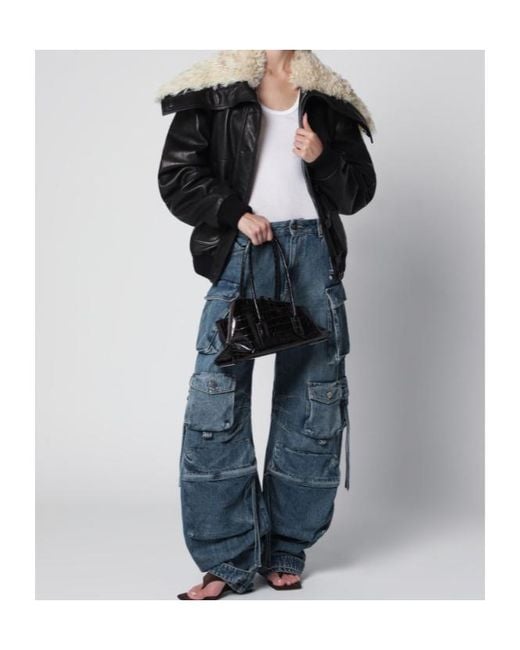 The Attico Black The Shearling Collar Bomber Jacket