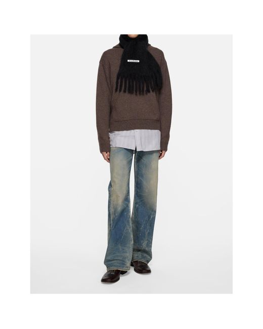 Acne Black Fringed Scarf for men