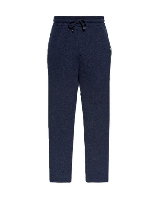 Etro Blue Arnica Motif Jacquard Jogging Trousers for men