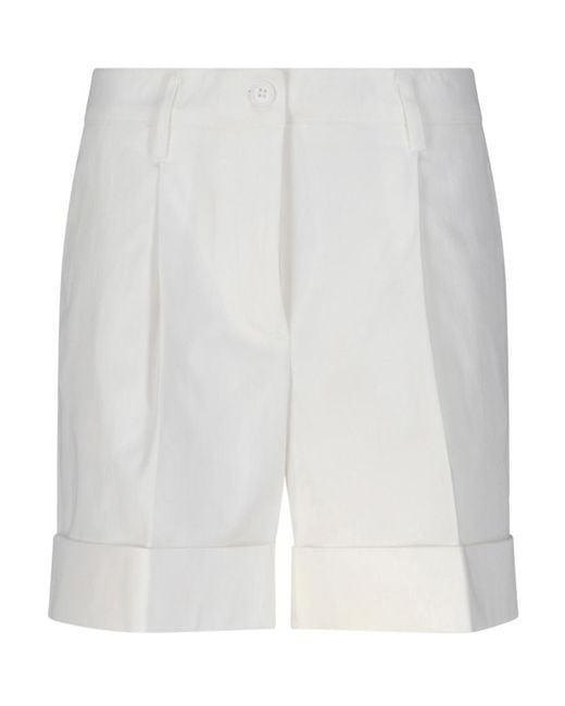 P.A.R.O.S.H. White Turn-Up Hem Cotton Shorts