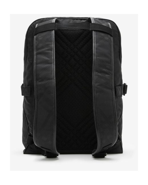 Burberry Black Check-Printed Jacquard Zipped Backpack for men