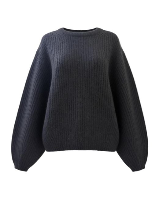 Totême Black Totême Crewneck Ribbed Jumper