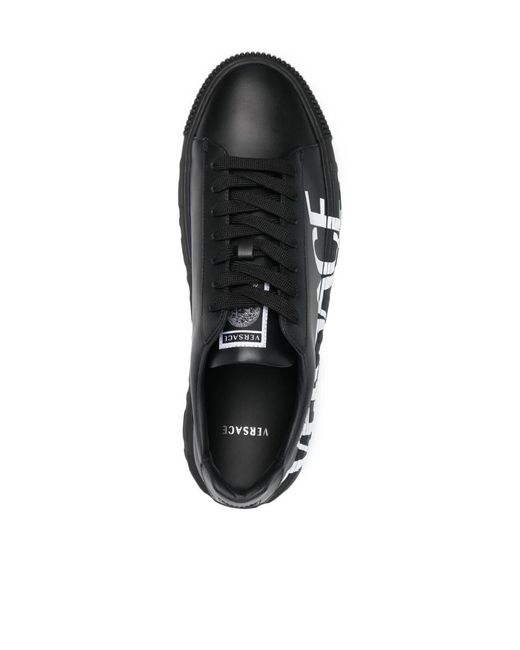 Versace Black Greca Logo Sneakers for men