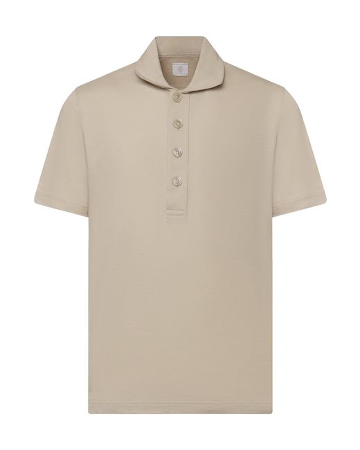 Eleventy Natural Button-Detailed Short Sleeved Polo Shirt for men