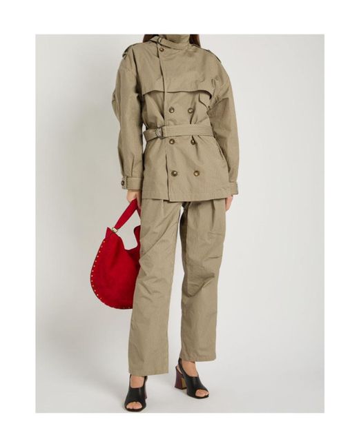 Isabel Marant Natural Claya Striped Belted Cotton Jacket