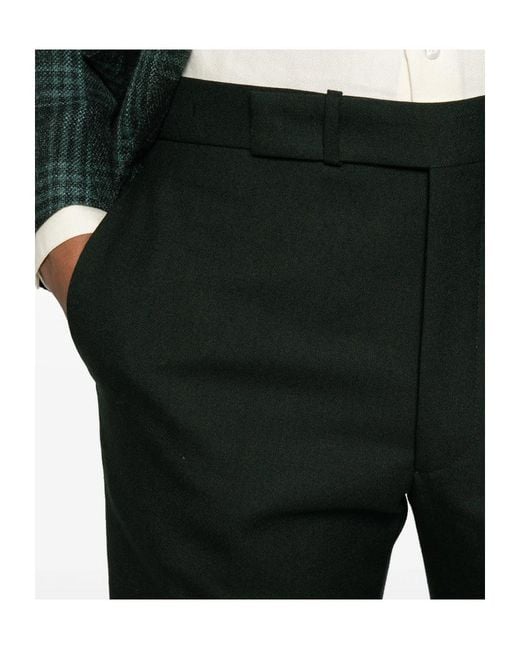 Tagliatore Black Casual Pants With Belt Loops for men