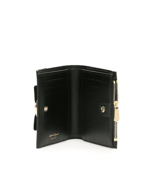 Ferragamo Black Vara Bow Compact Wallet