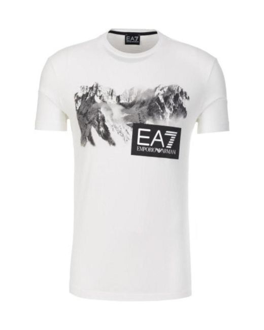 EA7 White Logo Details T-Shirt for men