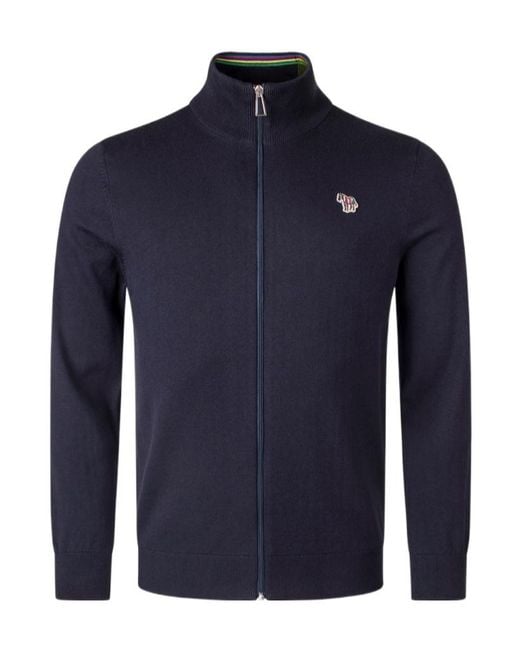 Paul Smith Blue Ps Paul Smith Logo Patch Zipped Cardigan for men