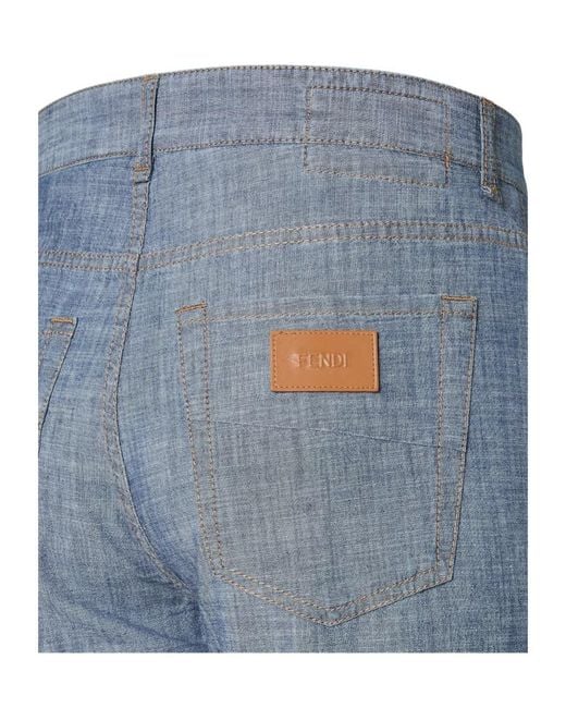 Fendi Blue Straight-Leg Pants for men